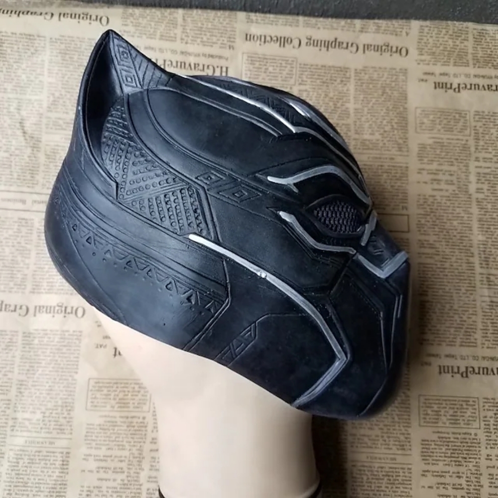 Black Panther Costume Latex Head Face Mask Halloween Adult - Picture 2 of 4